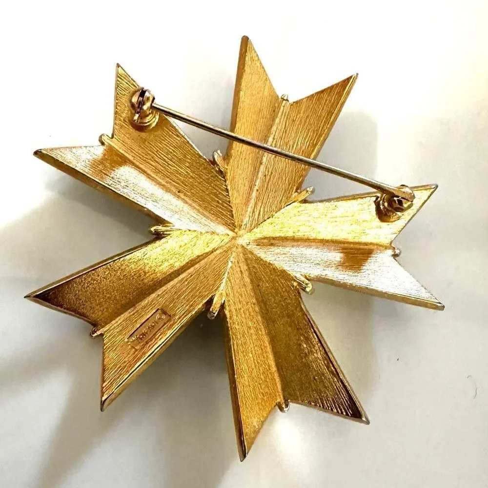 Vintage crown Trifari Maltese cross brooch